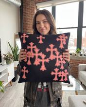 Load image into Gallery viewer, Tsunami Chrome Crosses Pillow - Salmon