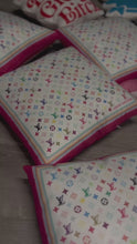 Load and play video in Gallery viewer, Tsunami Monogram Rainbow Pillow
